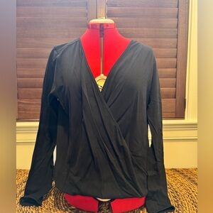lululemon athletica Black Long Sleeve Wrap Blouse